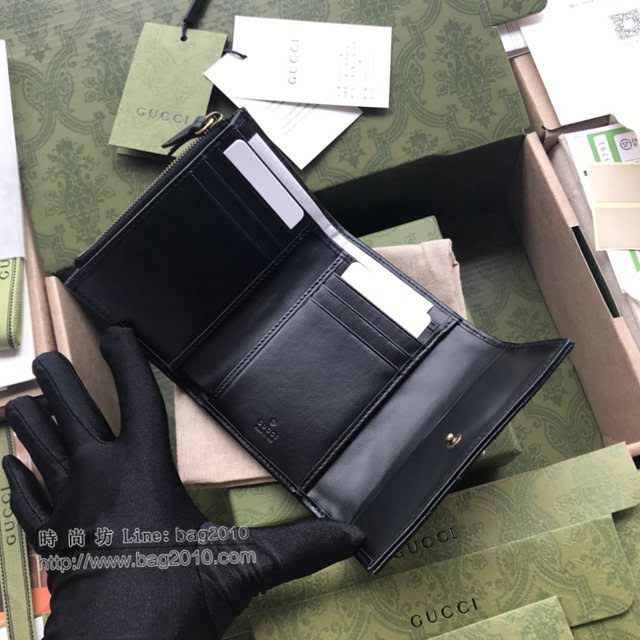 Gucci原厂皮包包 古驰男女绗缝GG翻盖短款钱包 Gucci短夹零钱包 474802  gdj1736